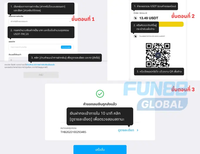 ฝากคริปโทแบบธรรมดา